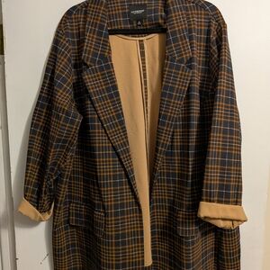 Liverpool Plaid Blazer Coat - Black & Camel